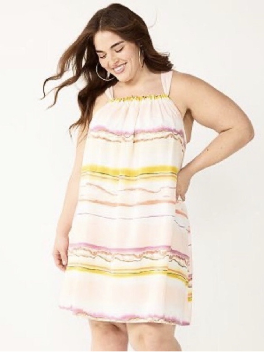 Pink Striped Beach Cover-Up Dress